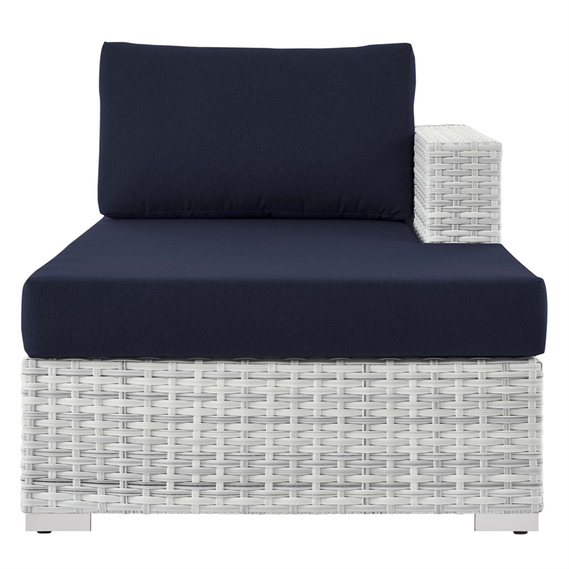 Afuera Living Rattan Patio Right Chaise in Light Gray and Navy