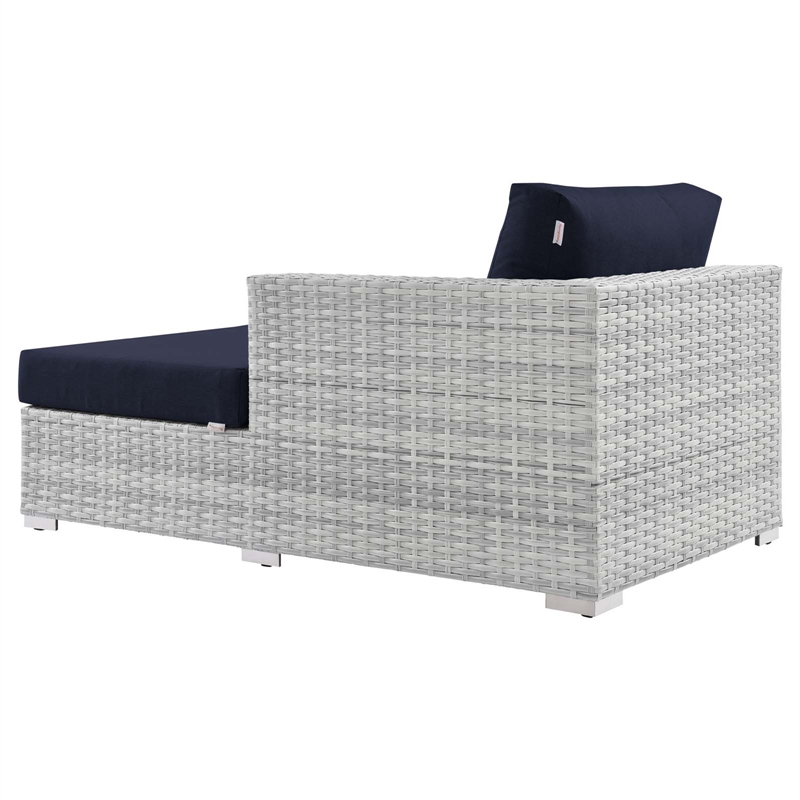 Afuera Living Rattan Patio Right Chaise in Light Gray and Navy