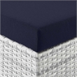 Afuera Living Rattan Patio Right Chaise in Light Gray and Navy