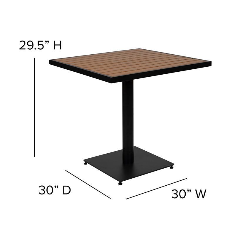 Afuera Living 5-Piece Faux Teak Patio Table and Stackable Chair Set in Brown