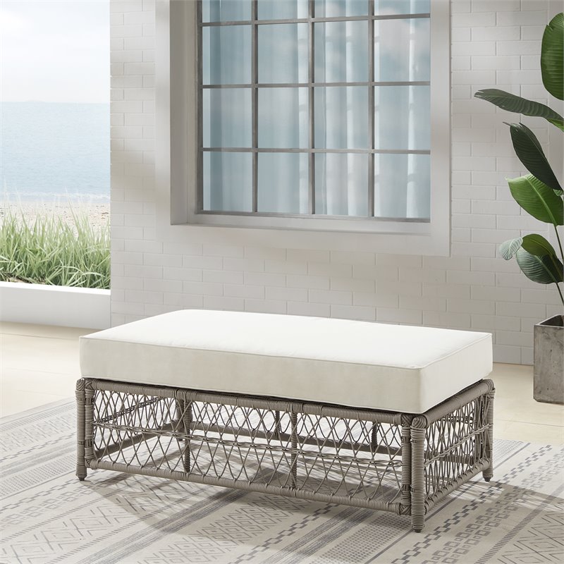 Afuera Living Outdoor Coffee Table Ottoman in Cream/Driftwood