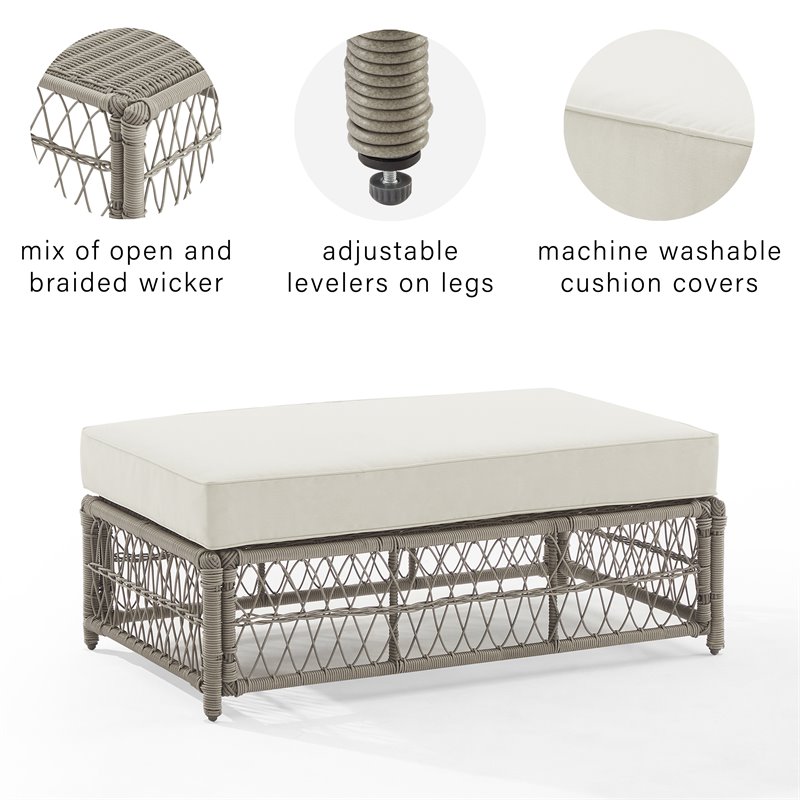 Afuera Living Outdoor Coffee Table Ottoman in Cream/Driftwood