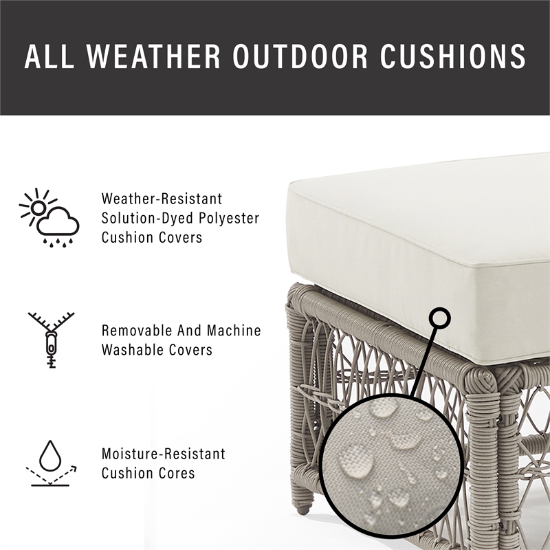 Afuera Living Outdoor Coffee Table Ottoman in Cream/Driftwood