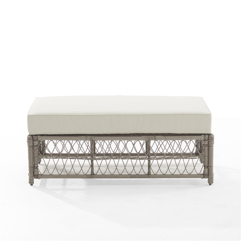 Afuera Living Outdoor Coffee Table Ottoman in Cream/Driftwood