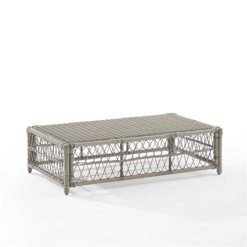 Afuera Living Outdoor Coffee Table Ottoman in Cream/Driftwood