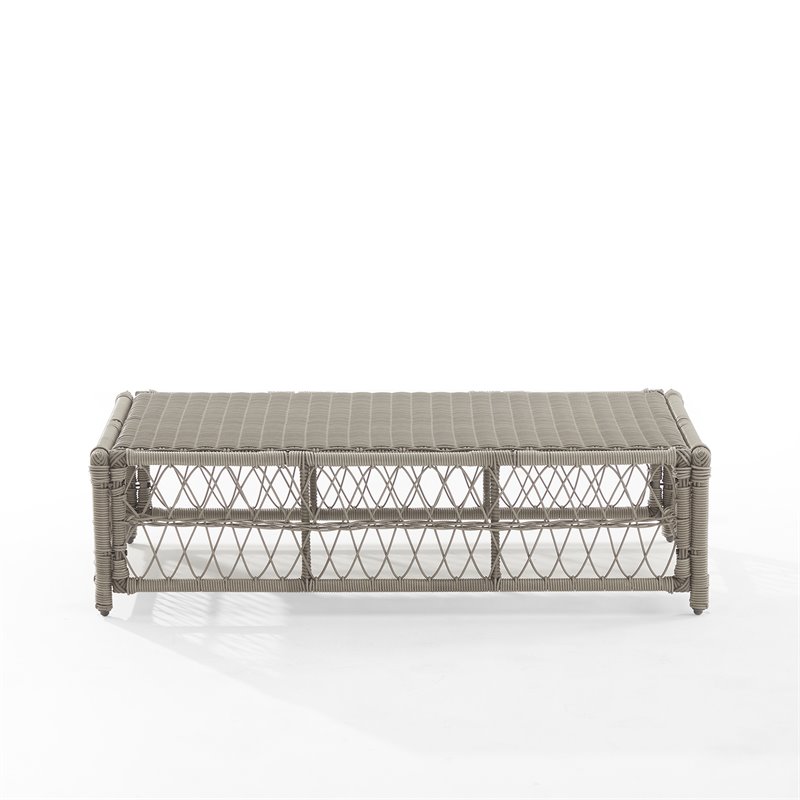 Afuera Living Outdoor Coffee Table Ottoman in Cream/Driftwood
