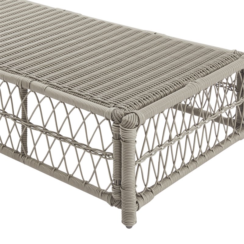 Afuera Living Outdoor Coffee Table Ottoman in Cream/Driftwood