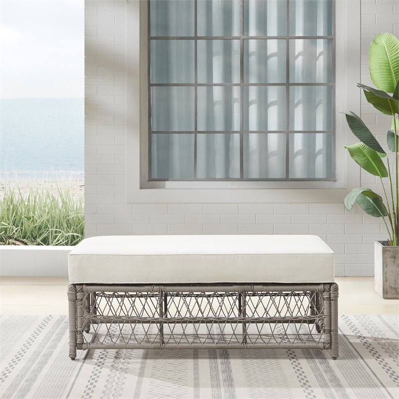 Afuera Living Outdoor Coffee Table Ottoman in Cream/Driftwood