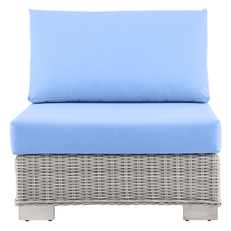 Afuera Living Outdoor Patio Armless Chair in Light Gray and Blue