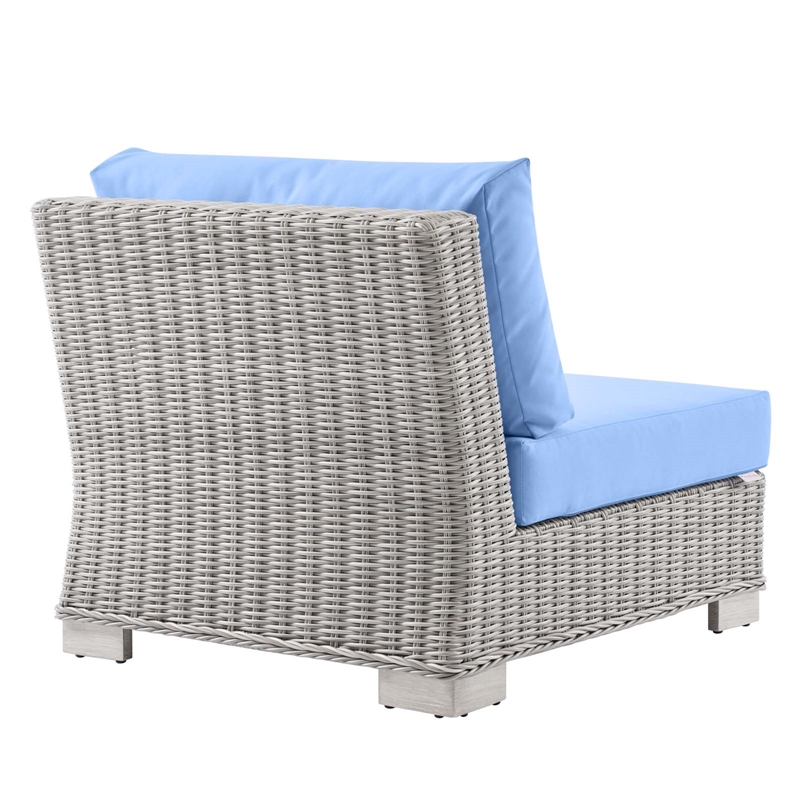 Afuera Living Outdoor Patio Armless Chair in Light Gray and Blue