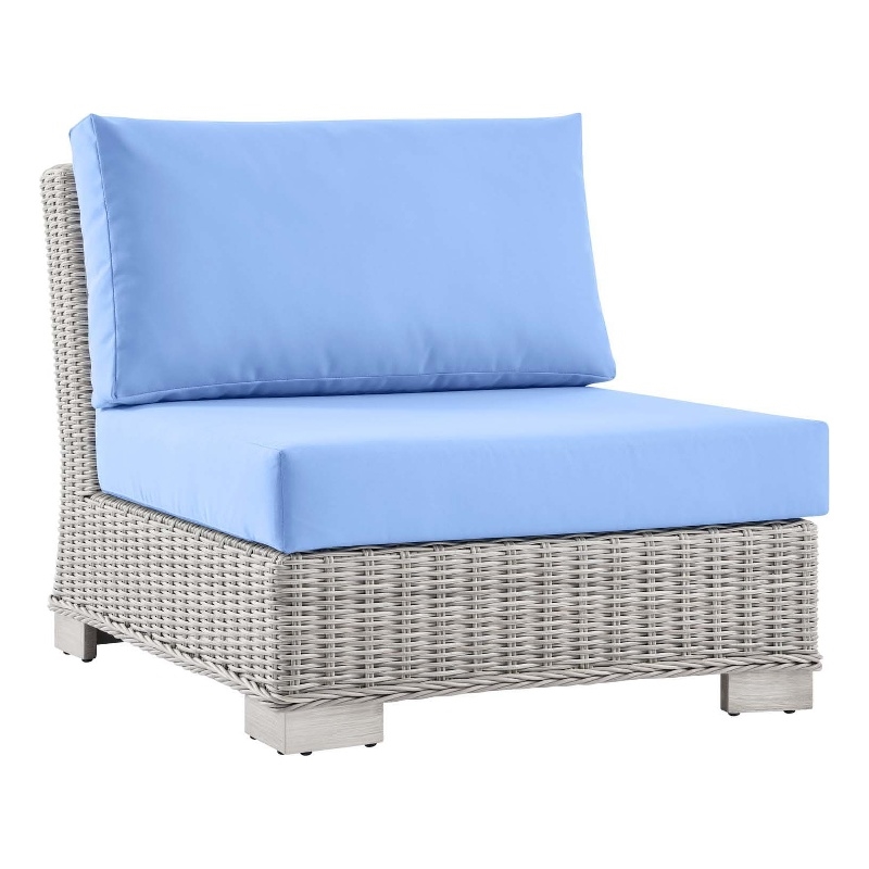 Afuera Living Outdoor Patio Armless Chair in Light Gray and Blue