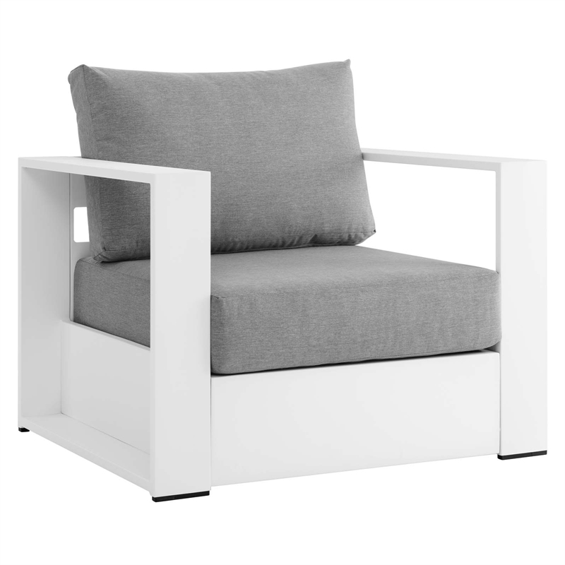 Afuera Living Fabric & Aluminum Outdoor Armchair Set of 2 in Gray/White