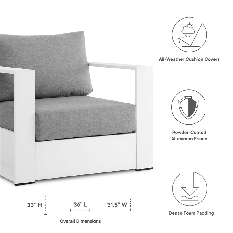 Afuera Living Fabric & Aluminum Outdoor Armchair Set of 2 in Gray/White