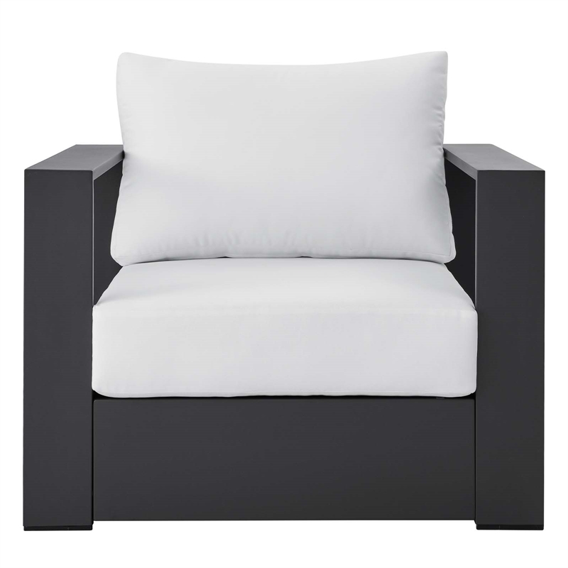 Afuera Living Modern Outdoor Fabric/Aluminum Armchair in Gray/White