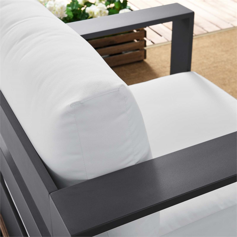 Afuera Living Modern Outdoor Fabric/Aluminum Armchair in Gray/White