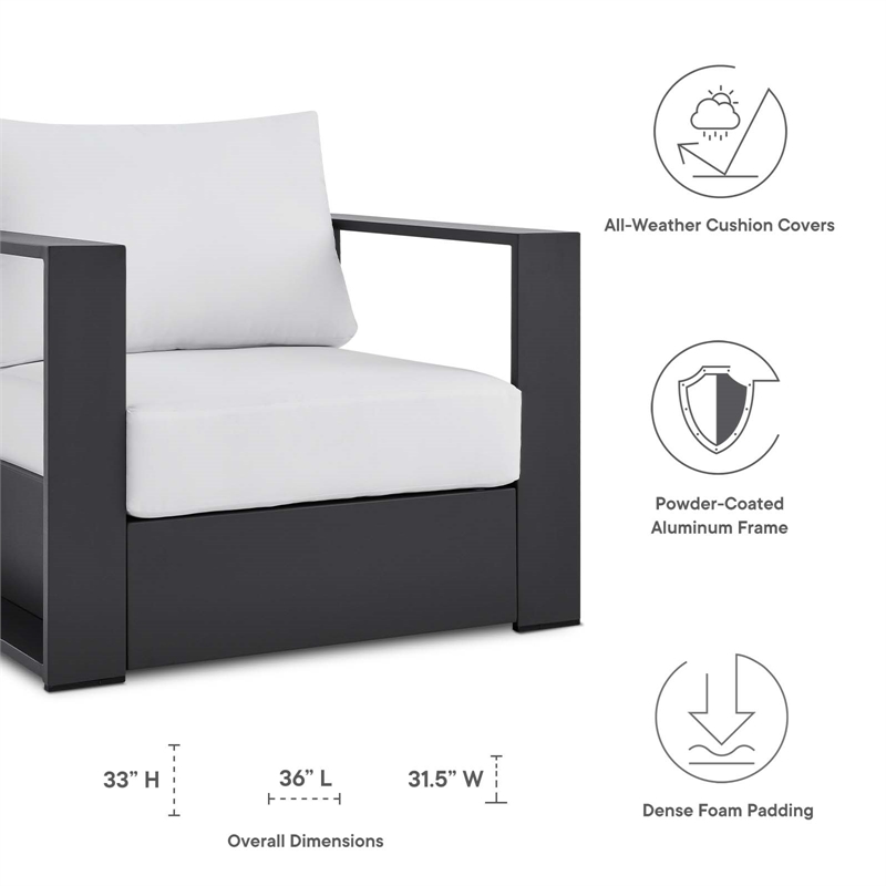 Afuera Living Modern Outdoor Fabric/Aluminum Armchair in Gray/White