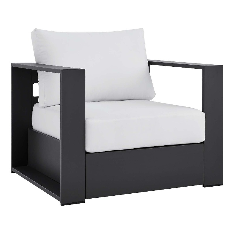 Afuera Living Modern Outdoor Fabric/Aluminum Armchair in Gray/White