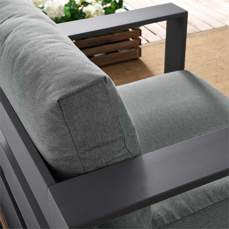 Afuera Living Modern Outdoor Fabric/Aluminum Armchair in Gray/Charcoal