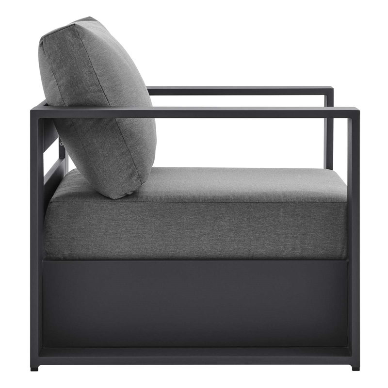 Afuera Living Modern Outdoor Fabric/Aluminum Armchair in Gray/Charcoal