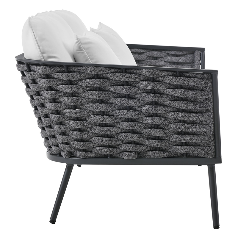 Afuera Living Aluminum Fabric Patio Loveseat in White