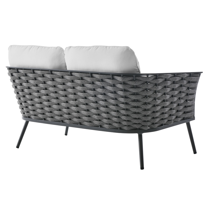 Afuera Living Aluminum Fabric Patio Loveseat in White