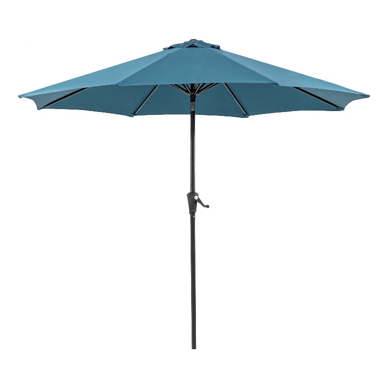 Afuera Living 9 ft Metal Tilting Patio Umbrella in Sherpa Blue with Crank