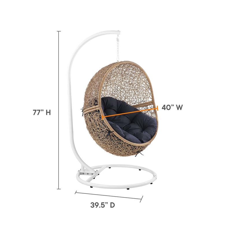 Afuera Living Outdoor Rattan Swing Chair in Cappuccino and Navy