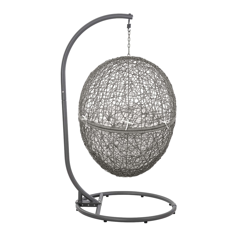 Afuera Living Outdoor Rattan Swing Chair in Gray and White