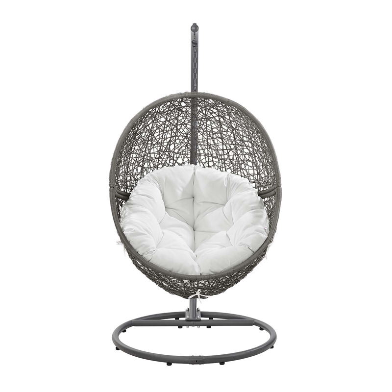 Afuera Living Outdoor Rattan Swing Chair in Gray and White