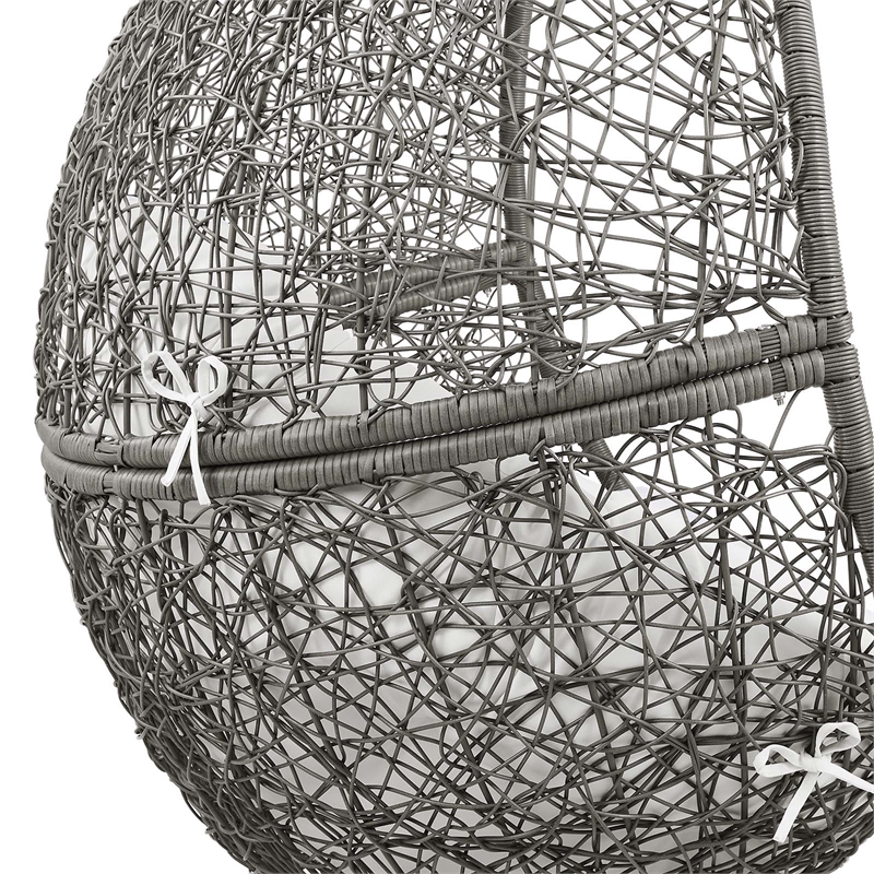 Afuera Living Outdoor Rattan Swing Chair in Gray and White