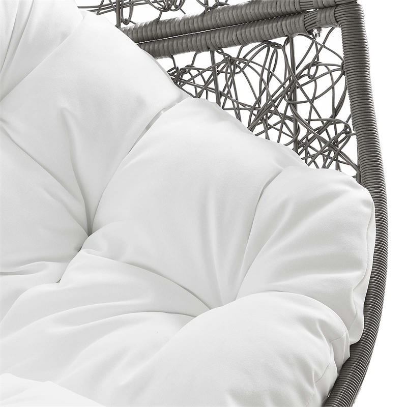 Afuera Living Outdoor Rattan Swing Chair in Gray and White