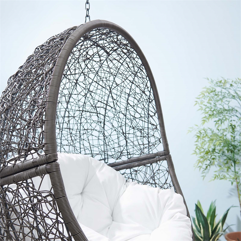 Afuera Living Outdoor Rattan Swing Chair in Gray and White