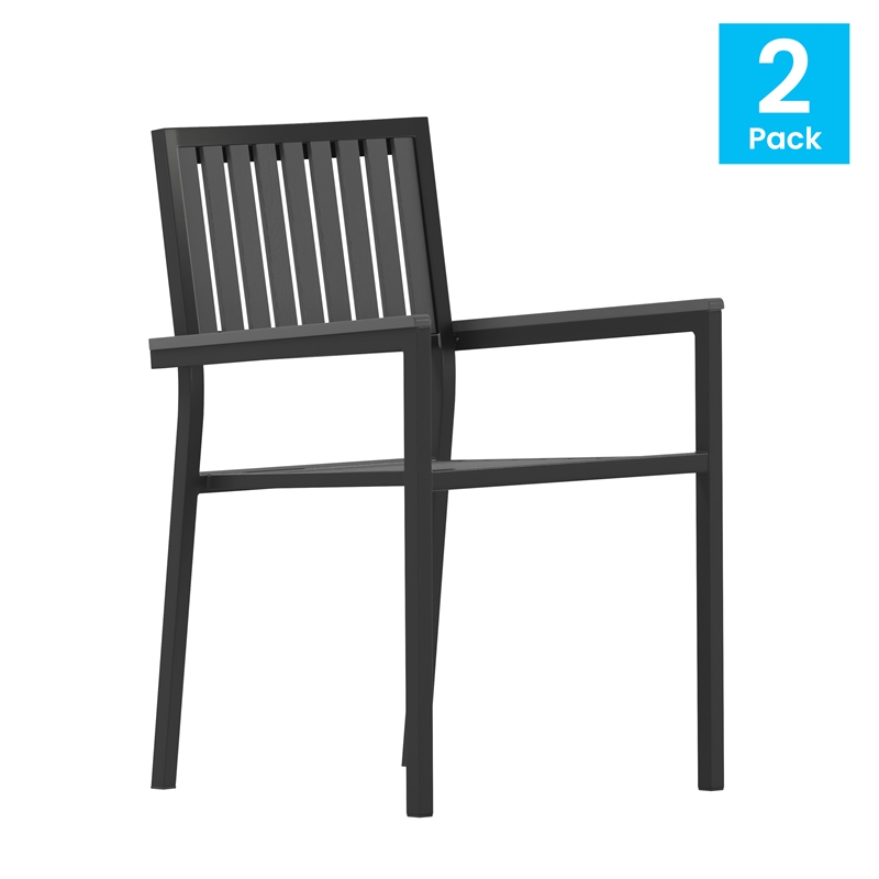Afuera Living Metal Patio Club Chair Set of 2 in Black
