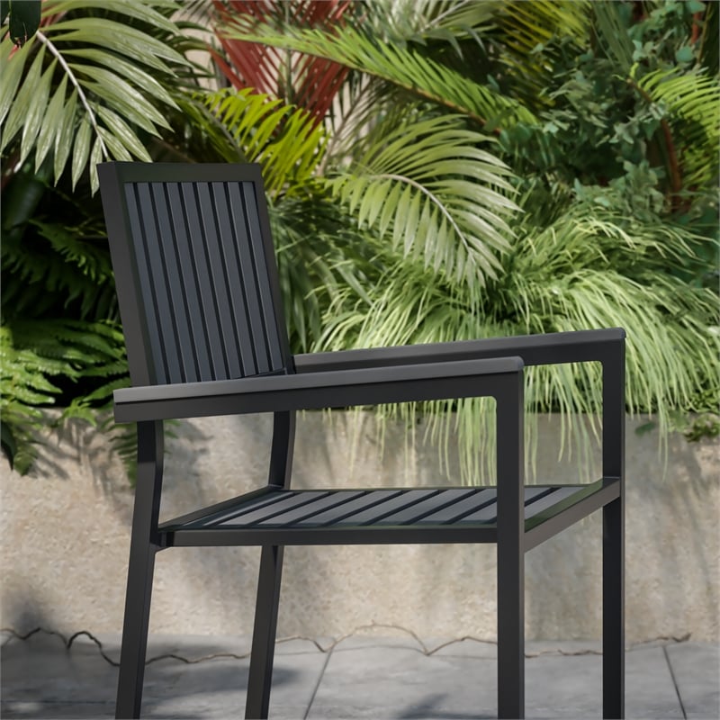 Afuera Living Metal Patio Club Chair Set of 2 in Black