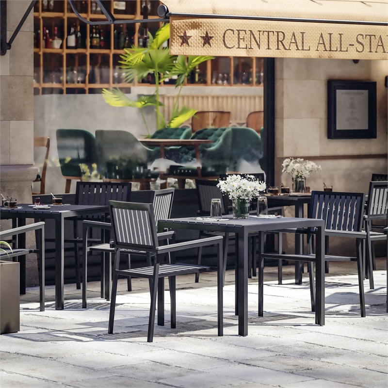 Afuera Living Metal Patio Club Chair Set of 2 in Black