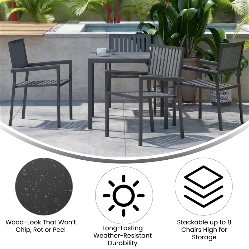 Afuera Living Metal Patio Club Chair Set of 2 in Black