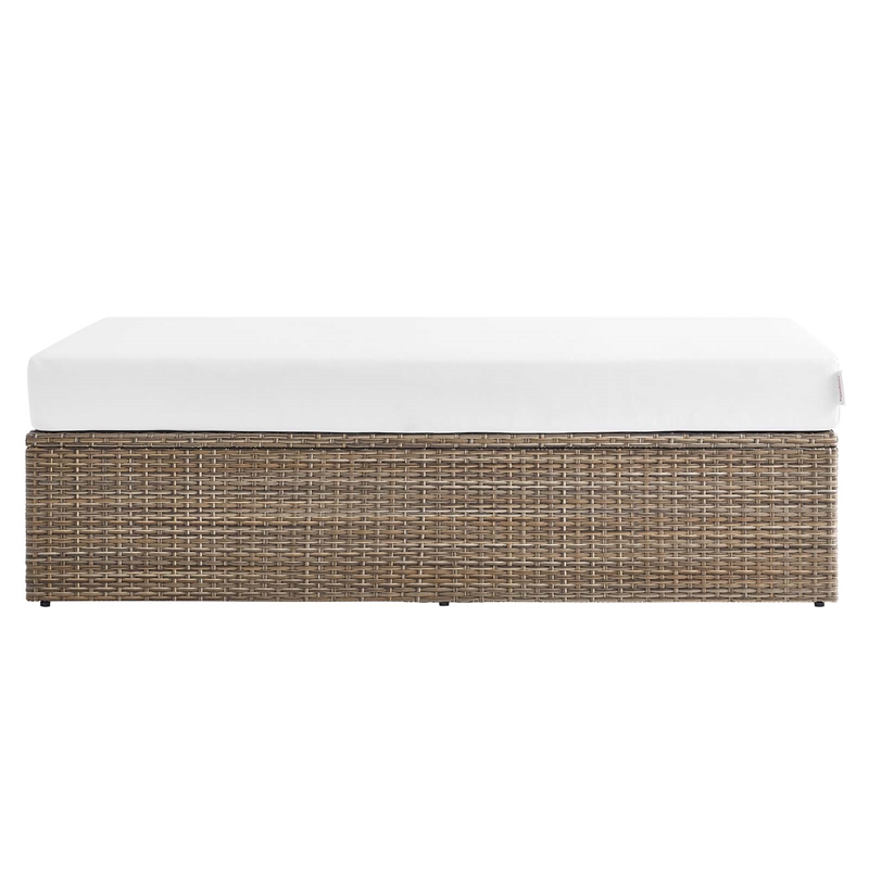 Afuera Living Outdoor Rectangle Rattan Ottoman in White/Cappuccino