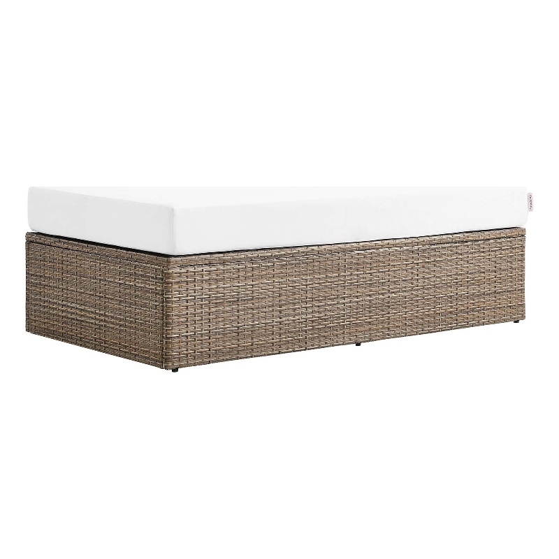 Afuera Living Outdoor Rectangle Rattan Ottoman in White/Cappuccino