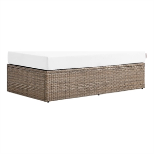 Afuera Living Outdoor Rectangle Rattan Ottoman in White/Cappuccino