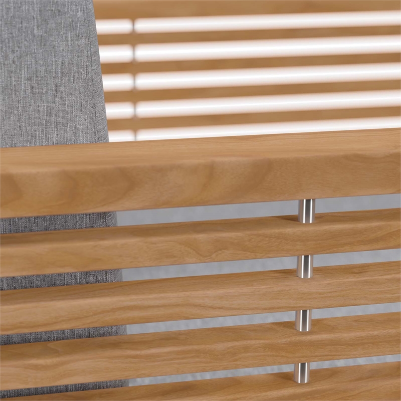 Afuera Living Modern Teak Wood Outdoor Armchair in Gray and Natural
