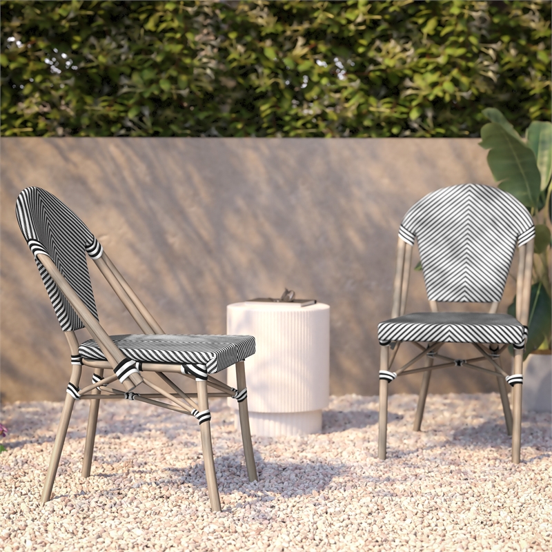 Afuera Living Commercial Bistro Chair with Bamboo Finish Frame