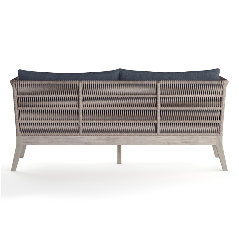 Afuera Living 75-Inch Gray Outdoor Sofa with Woven Rope Accents