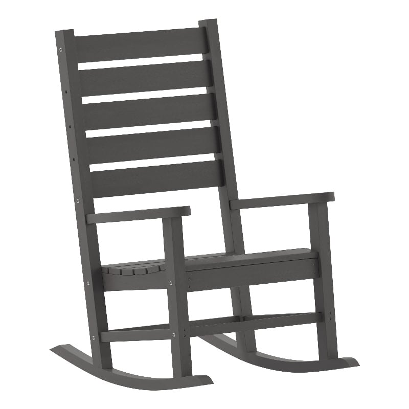 Afuera Living Plastic Adirondack Rocking Chair in Gray