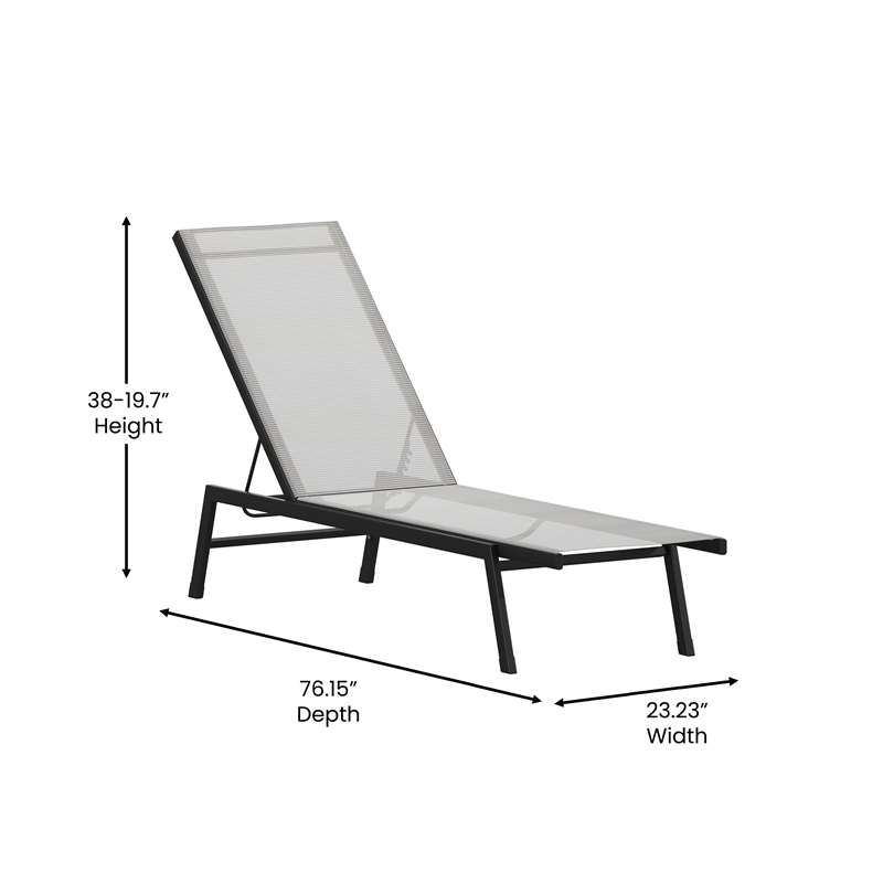 Afuera Living Metal Chaise Lounge Chair in Gray/Black