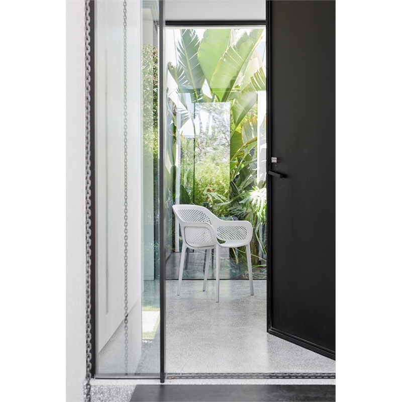 Afuera Living Resin Patio Dining Chair Set in Cool Gray - Pack of 2
