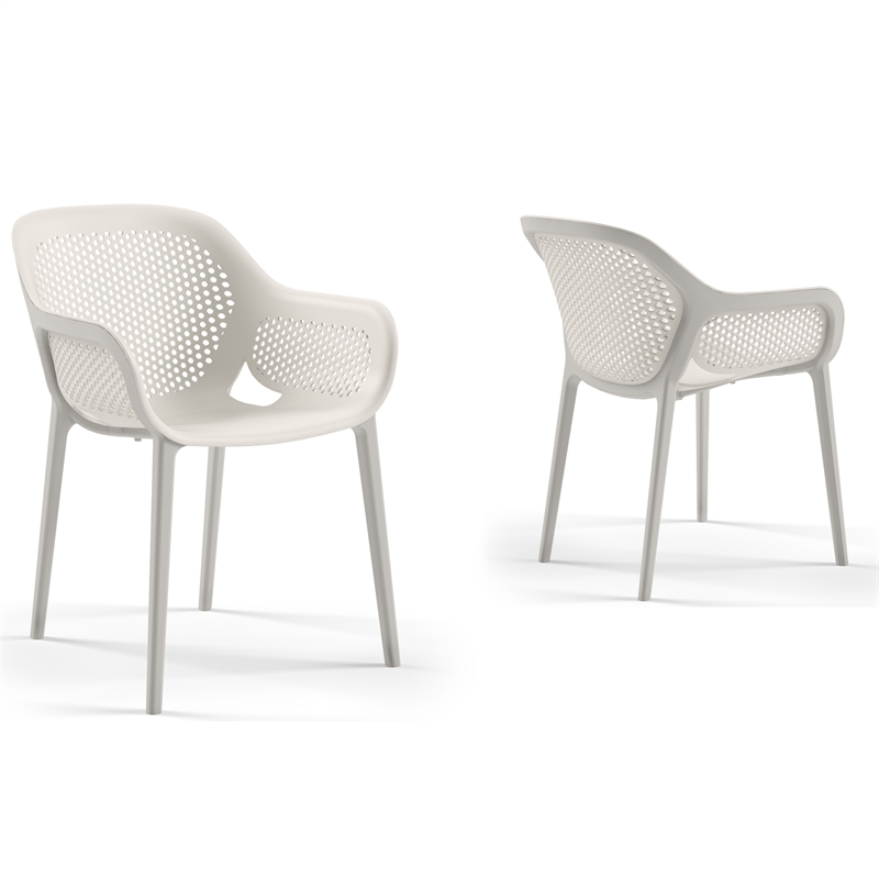 Afuera Living Resin Patio Dining Chair Set in Cool Gray - Pack of 2