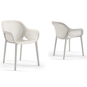 Afuera Living Resin Patio Dining Chair Set in Cool Gray - Pack of 2