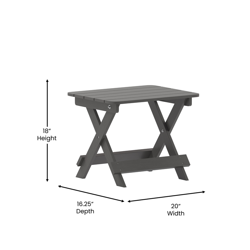 Afuera Living Folding Plastic Adirondack Side Table in Gray