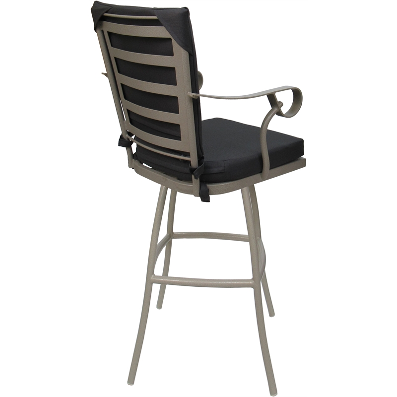 Afuera Living Counter Bar Stool with Powder Coated Finish and Dark Gray Cushion