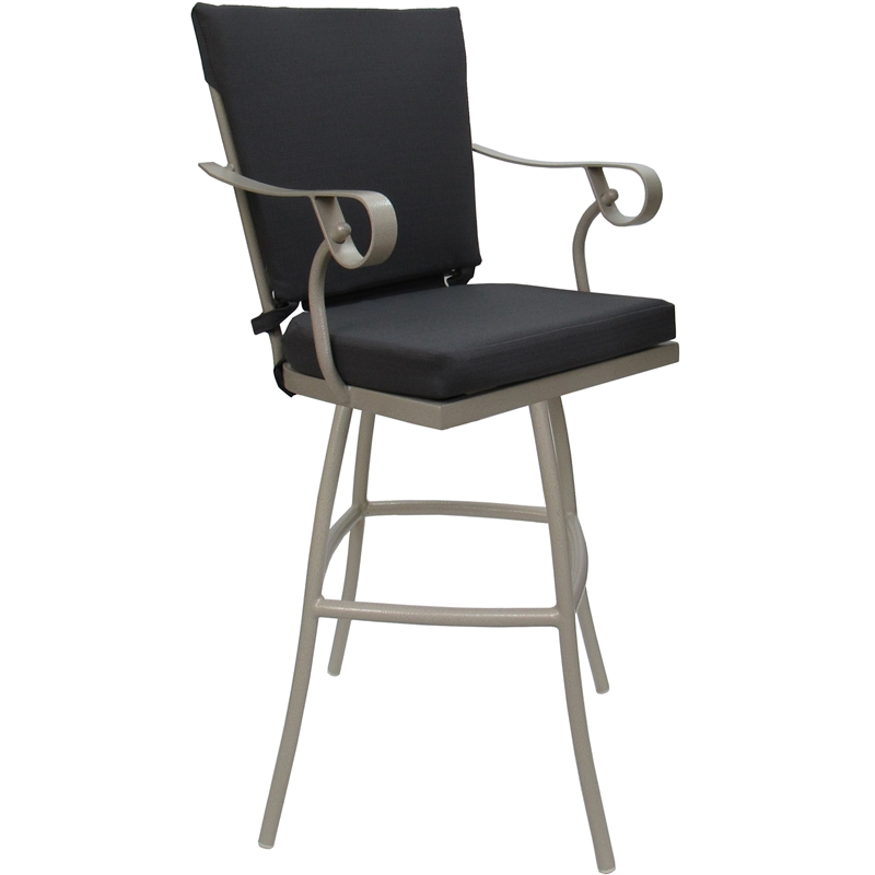 Afuera Living Counter Bar Stool with Powder Coated Finish and Dark Gray Cushion
